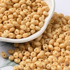 Белый Навахо Непрозрачные акриловые бусины, двойное отверстие, овальные, навахо белый, 6x4.5x3.3 мм, отверстие : 1.2 мм, Около 14516 шт / 500 г