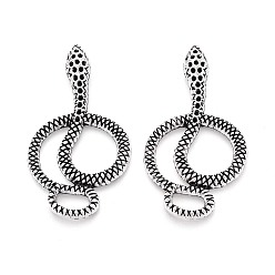 Античное Серебро Сплавочные подвески тибетского стиля, змеиные чары, античное серебро, 46x25.5x4 мм, отверстие : 4x8 мм