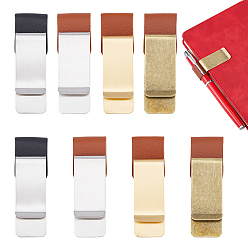 (52) Непрозрачная лаванда 8 шт. 4 цвета нержавеющая сталь и железные зажимы для ручек, с кожаным кольцом, офисные принадлежности, прямоугольные, разноцветные, 68~69x21~21.5x10 мм, 2 шт / цвет