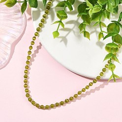 Золотой Зеленые круглые бусы в форме кошачьего глаза для женщин, золотые, 16.73 дюйм (42.5 см)