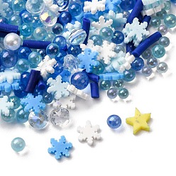 Синий Кабошоны из полимерной глины ручной работы и пластиковые бусины для изготовления фурнитуры для бижутерии своими руками, разнообразные, синие, 2~8x2~7x0.5~5.5 мм