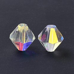 Clear AB Imitation Austrian Crystal Beads, Grade AAA, Faceted, Bicone, Clear AB, 4x4mm, Hole: 0.7~0.9mm