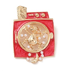 Красный Эмалированные значки с котом в стиральной машине, булавки из сплава для лацканов одежды рюкзака, с имитацией жемчужина бисера, золотые, красные, 57x39.5 мм