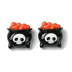 Другие Кабошоны из непрозрачной смолы на тему Хэллоуина, котел, 13.5x12.5x7 мм