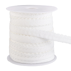 Blanc 25 mètres de chinlon à bord ondulé élastique, avec bobines vides en plastique, plat, blanc, 10x1mm