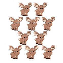 Camel 10Pcs Cartoon Elk Silicone Beads, Camel, 35.5x28x9mm, Hole: 2mm