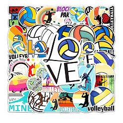 Volleyball ПВХ клейкие наклейки, для чемодана, скейтборде, холодильник, шлем, оболочка мобильного телефона, волейбольный мяч, 5.5~8.5x5.5~8.5 см, 50 шт / пакет