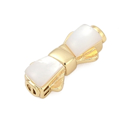Настоящее золото 18K Застежки латунные коробки, без кадмия, без никеля и без свинца, с оболочкой, бантом, реальный 18 k позолоченный, 8.5x19x6 мм