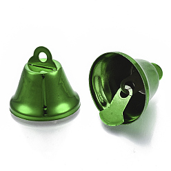 Зеленый Железный колокол подвески, на Рождество изготовления ювелирных изделий, зелёные, 23.5x26 мм, отверстие : 3 мм