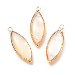 Horse Eye Латунь эмаль подвески, имитация оболочки, реальный 14 k позолоченный, без кадмия и без свинца, лошадиный глаз , 22.5x10x2.5~4.5 мм, отверстие : 1.6 мм