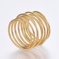 Золотой Полые 304 из нержавеющей стали кольца перста широкий ленточные, золотые, Размер 6~9, 16~19 мм