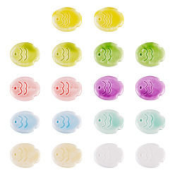 (52) Непрозрачная лаванда 18 шт 9 цвета фарфоровые керамические бусины ручной работы, рыба, яркие глазированный фарфор, разноцветные, 17x14x5.5 мм, отверстие : 2 мм, 2 шт / цвет