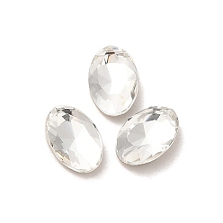 Crystal Glass Rhinestone Cabochons, Point Back & Back Plated, Faceted, Oval, Crystal, 6x4x2mm