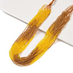 Золотистый Прозрачный градиент цвета стеклянные бусины пряди, сегментированные разноцветные бусины, граненые круглые, золотые, 2 мм, отверстие : 0.5 мм, около 160~178 шт / нитка, 13.58 ~14.17 дюйм (34.5~36 см)
