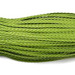 Желто-Зеленый 3-многослойный плетеный шнур из искусственной кожи, плоский, желто-зеленый, 5x1.5 мм, около 107.17 ярдов (98 м) / пачка
