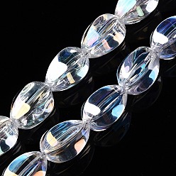 Прозрачный АВ Стеклянные бусины с гальваническим покрытием , форма слезы, ясно AB, 15x11.5~12x10~10.5 мм, отверстие : 1.2 мм, около 39~40 шт / нитка, 23.62~23.94 дюйм (60~60.8 см)