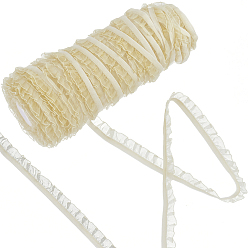 Светлый Золото-желтый Нейлоновый шифон эластичная кружевная отделка, плиссированная кружевная лента для украшения шитья, светлый золотарник желтый, 5/8 дюйм (15 мм)