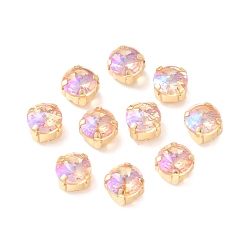 Светлый Колорадский Топаз Эффект лунного света плоская круглая вышивка стразами, многожильных ссылки, с золотыми тонами латунных зубьев, аксессуары для одежды, lt.col.topaz, 8x7 мм, отверстие : 1.4 мм