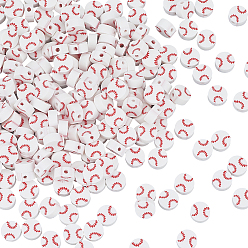 Белый 300шт. бейсбольные бусины ручной работы из полимерной глины, спортивные товары, белые, 9~10 мм, отверстие : 1.6 мм