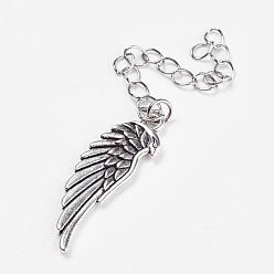 Antique Silver 304 Stainless Steel Chain Extender, Wing, Antique Silver, 97mm, Hole: 3mm