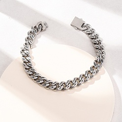 Нержавеющая Сталь Цвет 304 Браслеты из нержавеющей стали с гравировкой в виде перевернутого креста с изображением зверя и христианского символа, кубинские звенья, для женщин и мужчин, цвет нержавеющей стали, 8.35 дюйм (21.2 см)