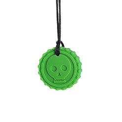 Зеленый лайм Круглые с черепом бусины из пищевого экологически чистого силикона, зеленый лайм, 50x12 мм