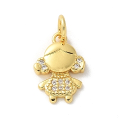 Настоящее золото 18K Латунные микро проложить кубического циркония подвески, без кадмия, без никеля и без свинца, прелести девушки, с целью перехода в кольце, реальный 18 k позолоченный, 13.5x9x2 мм, отверстие : 3.4 мм