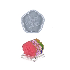 White DIY Doily/Pedestal Silicone Molds, for Cup Mat Making, Resin Casting Pendant Molds, For UV Resin, Epoxy Resin Jewelry Making, Sakura, White, 131x133x9mm, Inner Diameter: 121mm