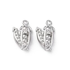 Платинированный Подвески латунные горный хрусталь, без кадмия, без никеля и без свинца, снежный горошек талисман, Реальная платина, 14.5x8.5x4 мм, отверстие : 1.2 мм