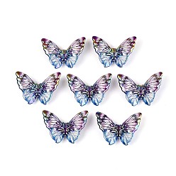 Фиолетовый УФ-покрытие, напечатанное на непрозрачных акриловых бусинах, радужный, бабочка, фиолетовые, 27.5x37x8.5 мм, отверстие : 2 мм