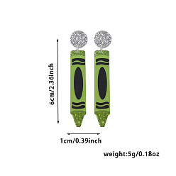 Pen Акриловые серьги-гвоздики «обратно в школу», платина, ручка, 60x10 мм