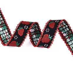 Черный Полиэстеровая клубничная лента, для производства одежды, чёрные, 1/2 дюйм (14 мм)