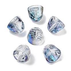 Стально-синий Гальванические стеклянные бусины, с половиным покрытием цвета радуги, колокол, граненые, стальной синий, 10.5x9 мм, отверстие : 1.2 мм, 100 шт / комплект