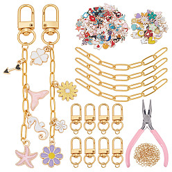 (52) Непрозрачная лаванда Сделай сам наборы для ключей, включают подвески из сплава эмали, застежками сплава поворотные, цепи латуни, 304 из нержавеющей стали открыты кольца прыжок, Клещи углерода стали ювелирные изделия, разноцветные, 5~115x5~90x0.8~9 мм