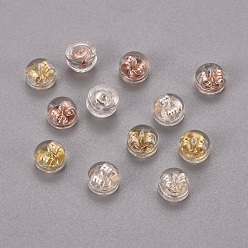 (52) Непрозрачная лаванда Латунные и пластиковые ушные гайки, спинки для серьги, долговечный, полукруглый, разноцветные, 5.5x4 мм, отверстие : 0.6 мм