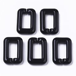 Черный Непрозрачные акриловые соединительные кольца, разъемы для быстрой связи, для изготовления ювелирных крестиков, прямоугольные, чёрные, 30x20x6 мм, Внутренний диаметр: 8x18 мм, о 210 шт / 500 г