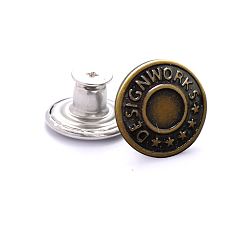Word Alloy Button Pins for Jeans, Nautical Buttons, Garment Accessories, Round, Word, 17mm