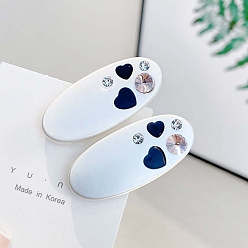 Pink Заколки для волос из сплава аллигатора, окрашенные распылением, для женщин и девочек, с эмалью и стразами, овальные с сердцем, розовые, 40 мм