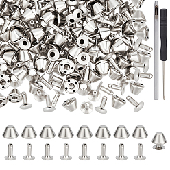 Платина 100 устанавливает латунные колышки, с железными контактами, 1ПК кожа дырокол для кожевенного ремесла, 1отвертка для ПК, платина, 9.5x6.5 мм