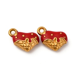 (123L) Белый крем непрозрачный блеск 304 из нержавеющей стали шармы эмали, шарма сердца, золотые, огнеупорный кирпич, 11x14.5x5 мм, отверстие : 1.6 мм