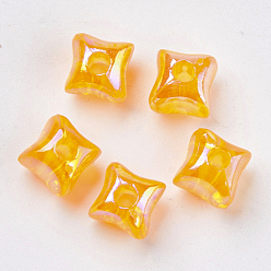 Orange Perles en plastique transparentes, de couleur plaquée ab , cube, orange, 8x8x8mm, trou: 2 mm, environ 1950 pcs / 500 g