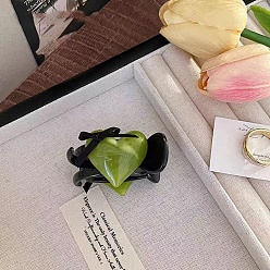 Желто-Зеленый Коготь заколки, аксессуары для волос для женщин и девочек, сердце, желто-зеленый, 50 мм