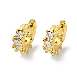 Claro Pendiente de aro de micro circonio cúbico de latón, dorado, Claro, 16x4.5 mm