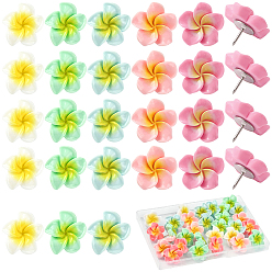 (52) Непрозрачная лаванда 30 шт. булавки для карт с кабошоном из смолы плюмерии, железные канцелярские кнопки, для фото стены, карты, доска объявлений, разноцветные, 20x6 мм