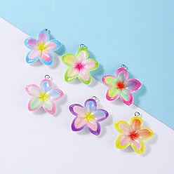 (52) Непрозрачная лаванда Непрозрачные подвески смолы, красный жасмин, с железной платиной петлей, разноцветные, 28~32x26.5~30x5.5~6.5 мм, отверстие : 2 мм