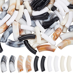 (52) Непрозрачная лаванда 100шт 5 стили непрозрачные акриловые бусины, окрашенные распылением, трубка, разноцветные, 32~36x9.5~13x8~11.5 мм, отверстие : 1.8~4 мм, 20 шт / стиль