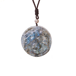 Лев Кулоны из натурального лабрадорита, лев, 31.50 дюйм (80 см)