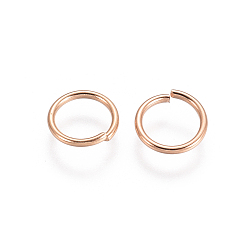 Розовое Золото 304 из нержавеющей стали открыты кольца прыжок, розовое золото , 21 датчик, 6x0.7 мм, Внутренний диаметр: 4.6 мм