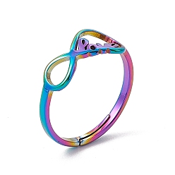 Rainbow Color Ионное покрытие (ip) 201 регулируемое кольцо бесконечности любви из нержавеющей стали для женщин, Радуга цветов, размер США 5 3/4 (16.3 мм)