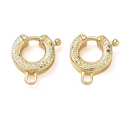 Real 18K Gold Plated Brass Spring Ring Clasps, Real 18K Gold Plated, 15x15x4mm, Hole: 3x2mm